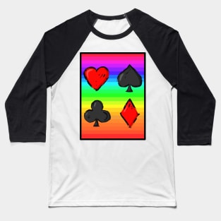 Rainbow Lucky Playing Card Baseball T-Shirt
